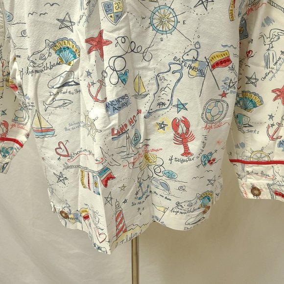 Vtg GRAFF Womens 1X White Nautical Seaside Embellished Button Down Jacket - Picture 8 of 14